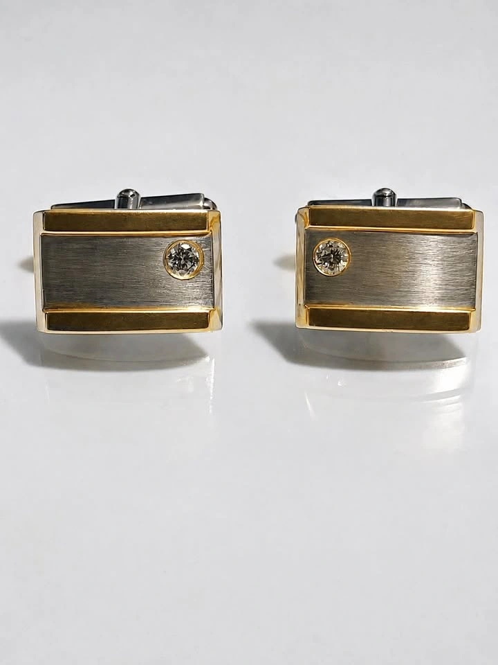Vintage 14K Two-Tone Gold Cufflinks (585 Hallmarked) – 13g