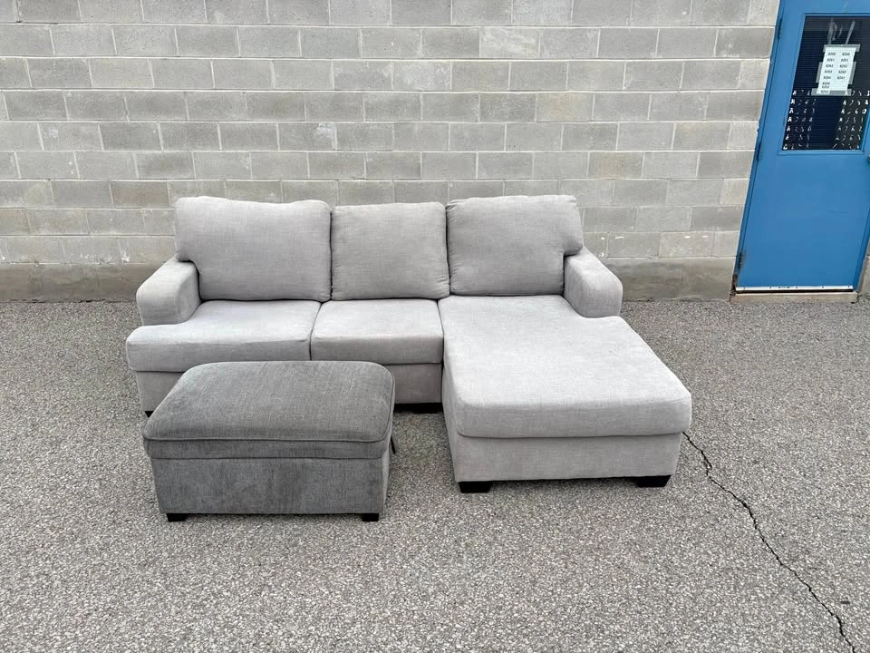 Grey Sectional Sofa with Large Chaise - Free Delivery