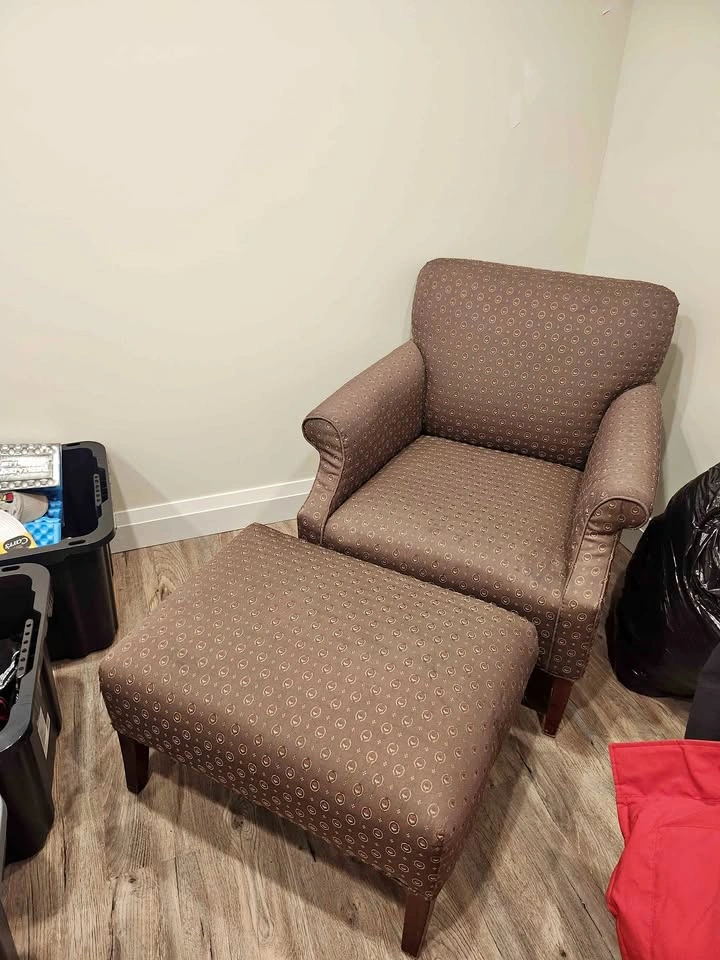 Brown chair and ottoman