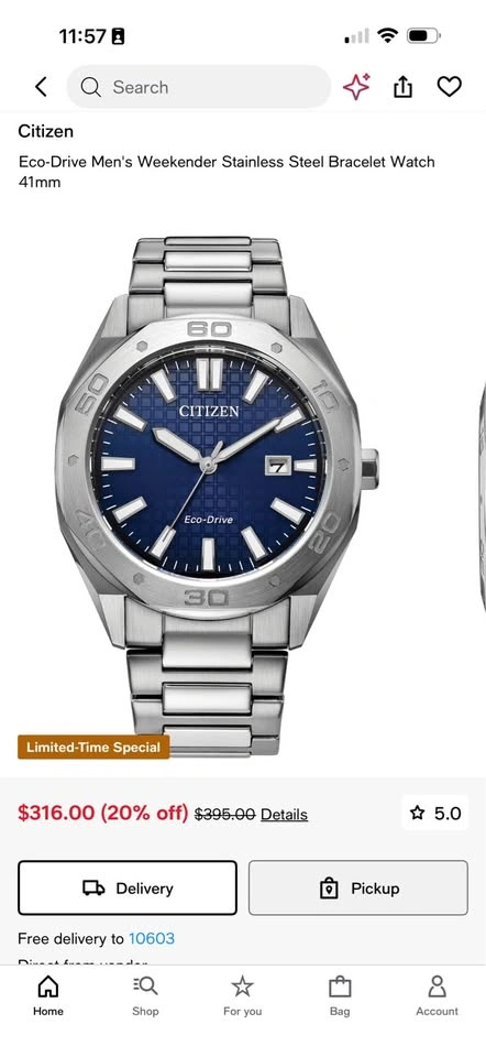 Citizen Eco-Drive Men's Weekender Stainless Steel Bracelet Watch - photo 3