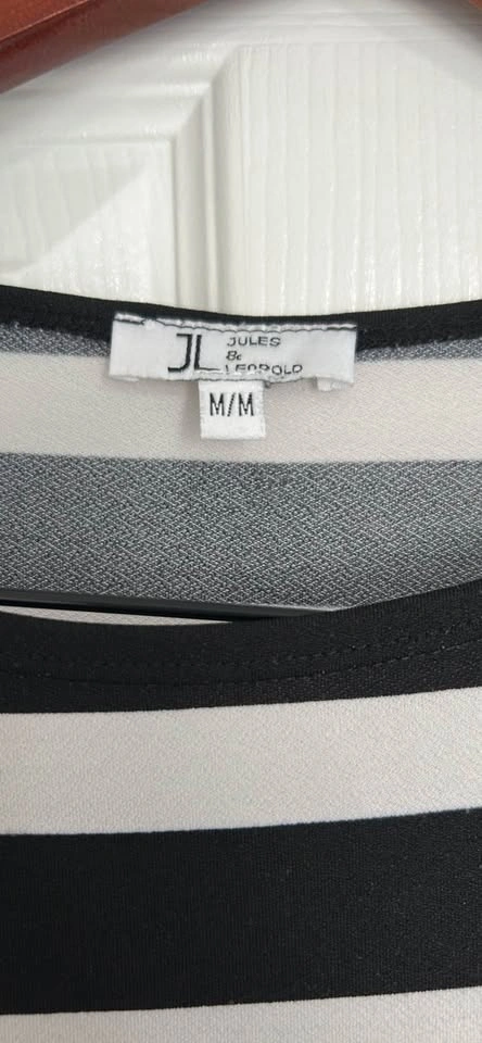 Jules & Leopold Black and White Striped 3/4 Sleeve Top Size M - photo 3