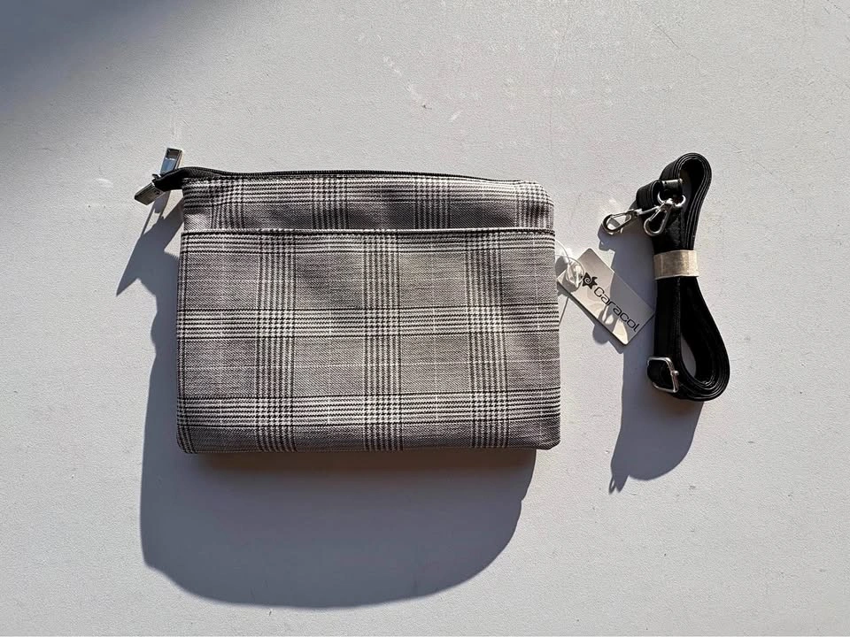 Grey Plaid Purse/Clutch - Brand New
