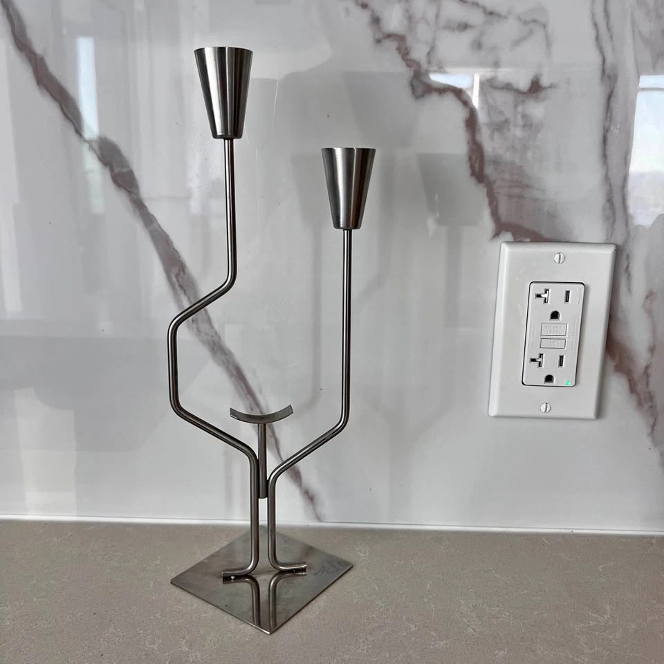 Unique Shaped Metal Candlestick Holder