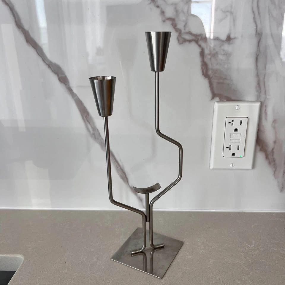 Unique Shaped Metal Candlestick Holder - photo 3