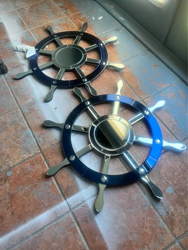 Pair of Nautical Ship Wheel Mirrors – Beach House Decor