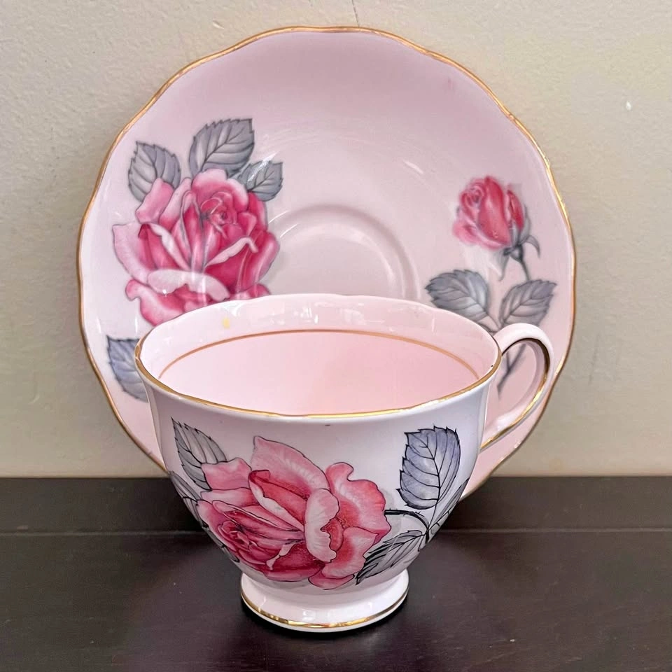 Vintage Colclough Pink Bone China Tea Cup And Saucer