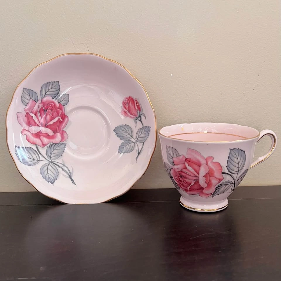 Vintage Colclough Pink Bone China Tea Cup And Saucer - photo 2