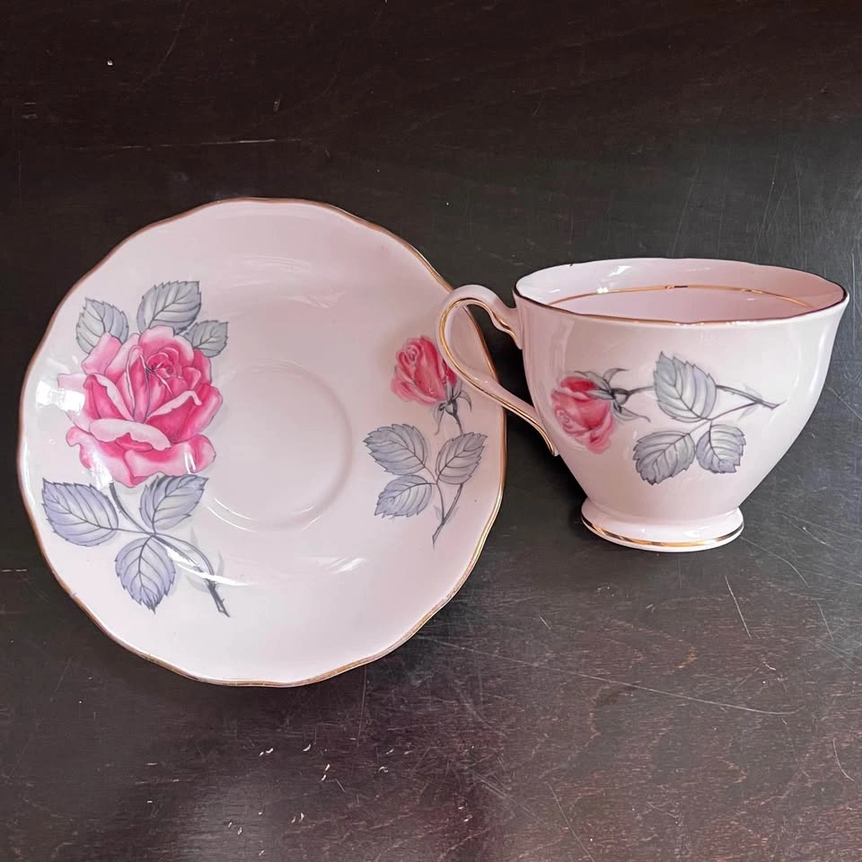 Vintage Colclough Pink Bone China Tea Cup And Saucer - photo 5