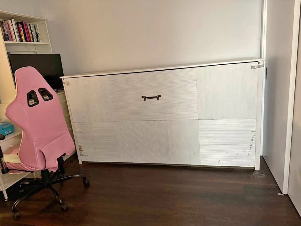 Cabinet/chest/stow away Murphy bed frame with mattress