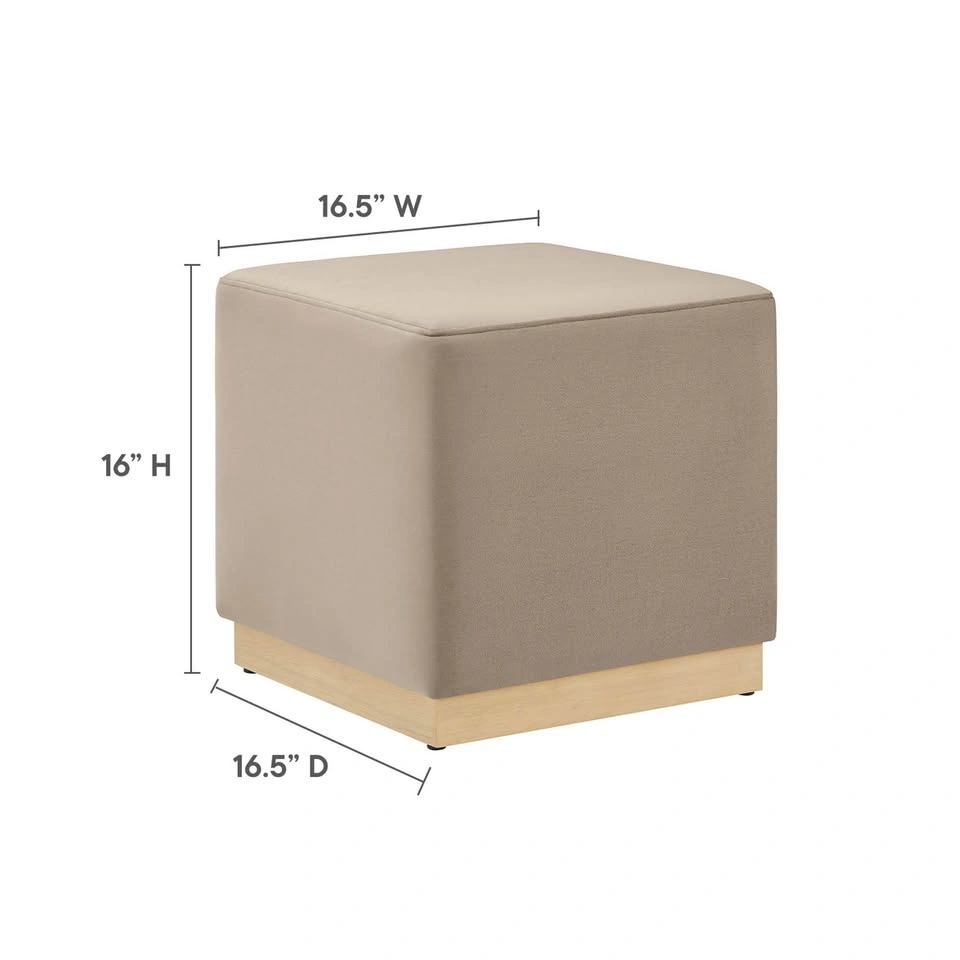 Modern Cube Ottoman / Footstool – Earthy Taupe Textured Fabric - photo 4