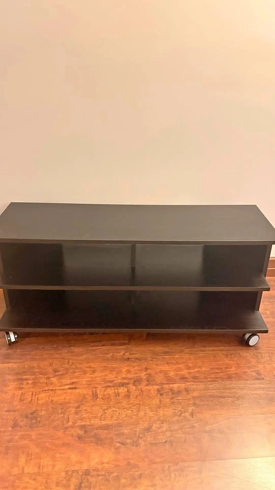 Black TV Stand / Media Console with Locking Wheels