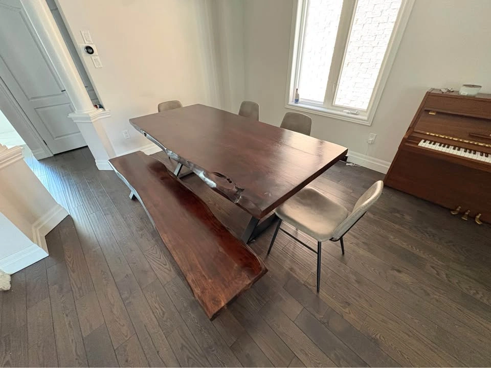 Solid Acacia Wood Live Edge Dining Table + Matching Bench - photo 3