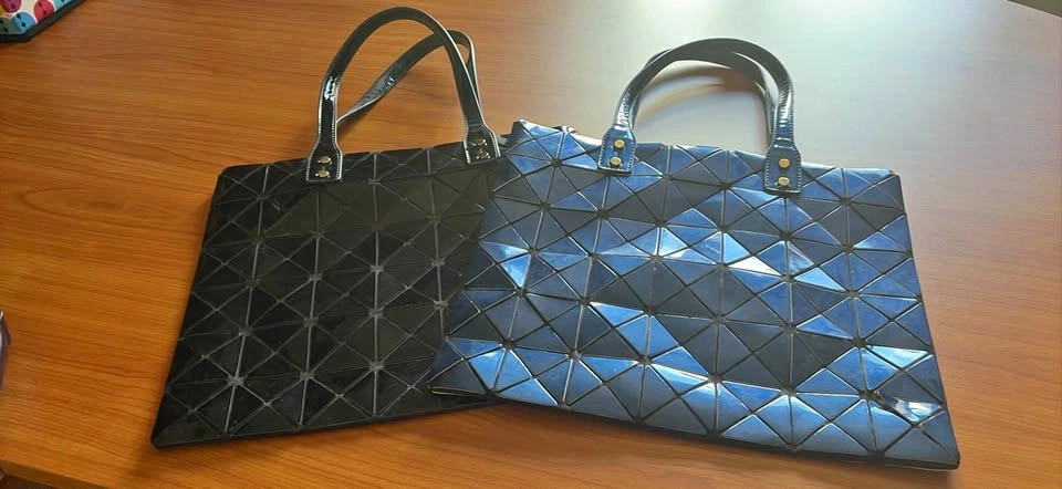 Geometric patent shoulder bags 1 Navy Blue, 1 Black