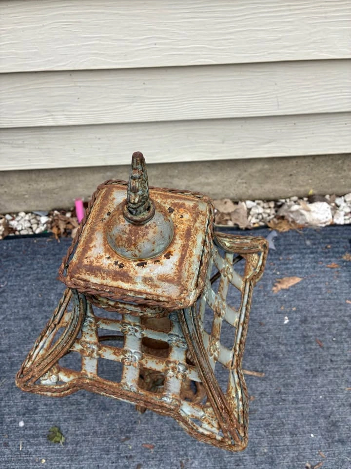 Rustic vintage cast iron lantern for outdoor - photo 2
