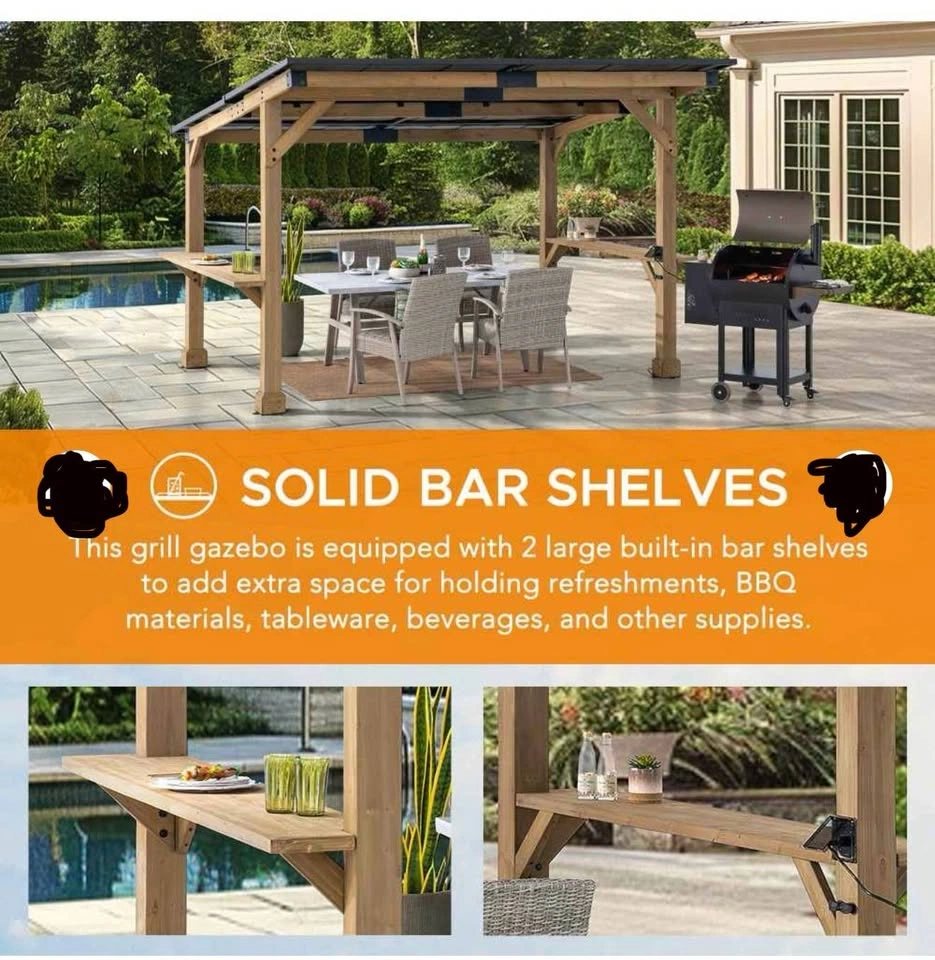 SUNJOY 10 x 12 Cedar Frame Grill Gazebo - photo 4
