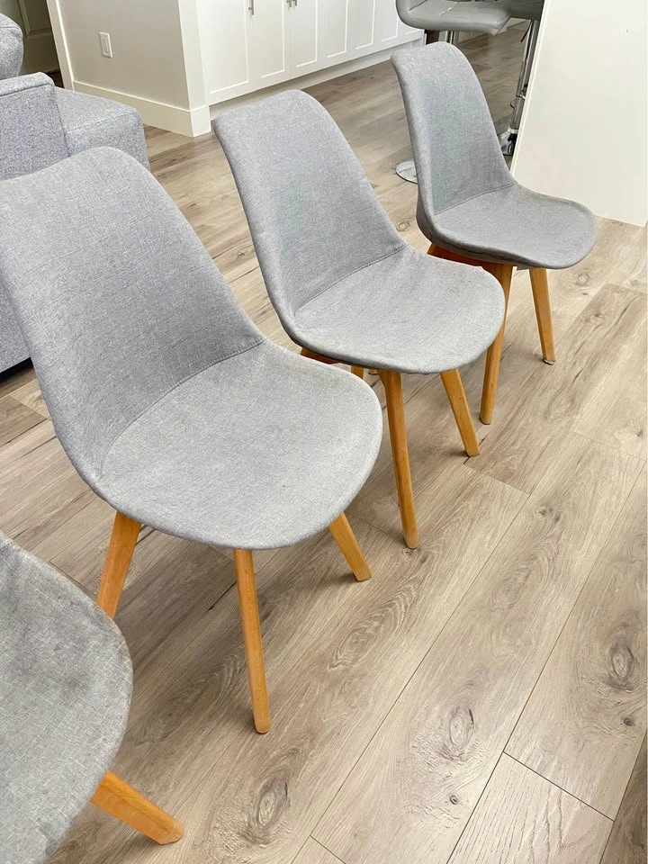Set of 4 Grey Fabric Mid-Century Modern Dining Chairs - photo 2