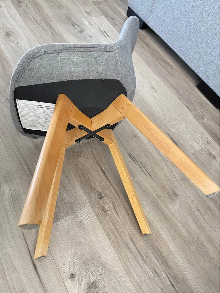 Set of 4 Grey Fabric Mid-Century Modern Dining Chairs - photo 3