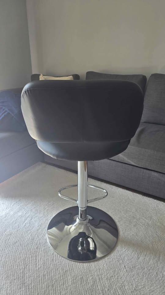 2 Modern Black Leather Swivel Bar Stools – Quick Sale! - photo 3