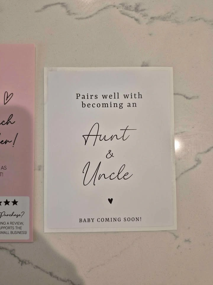 Announcement wine bottle sticker