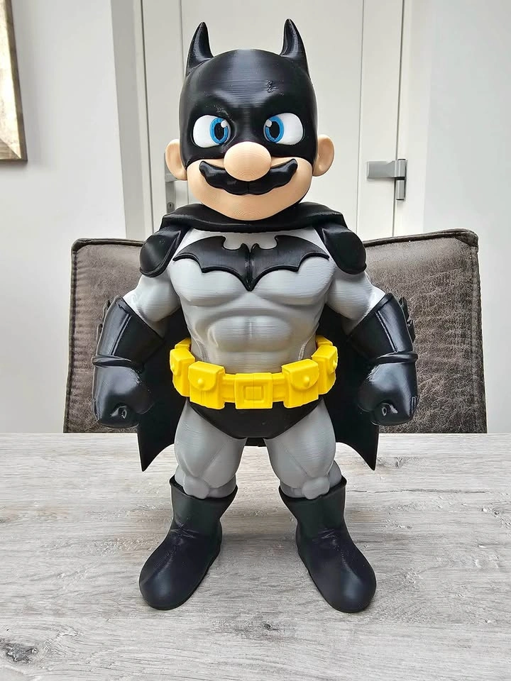 Mario wearing batman fan art figure decor