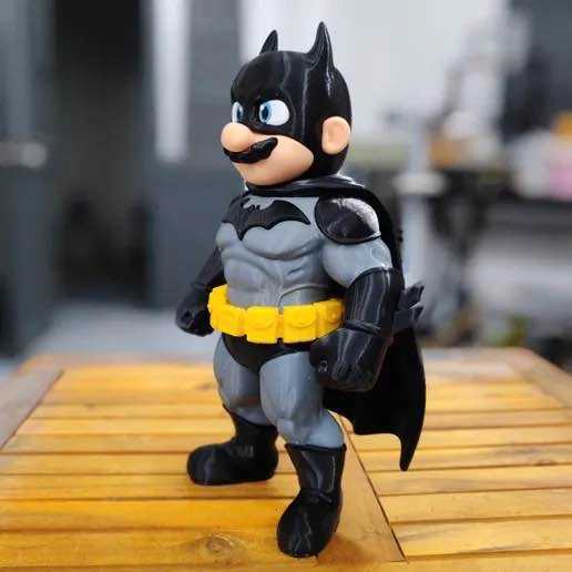 Mario wearing batman fan art figure decor - photo 2
