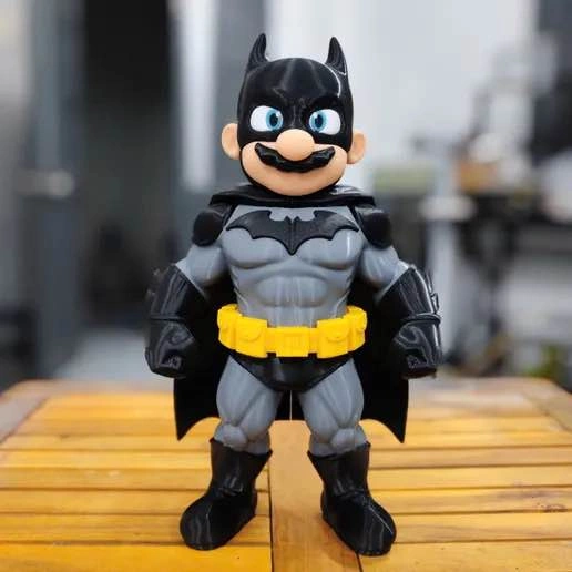 Mario wearing batman fan art figure decor - photo 3