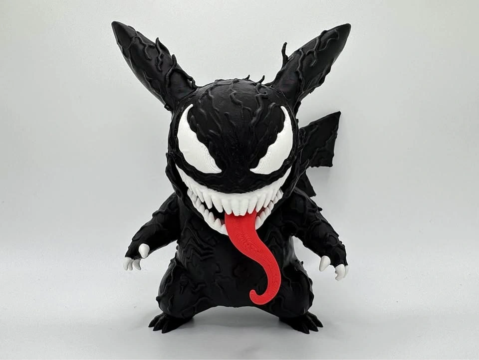 Venomized Pikachu pokemon Marvel figurine decor collectible
