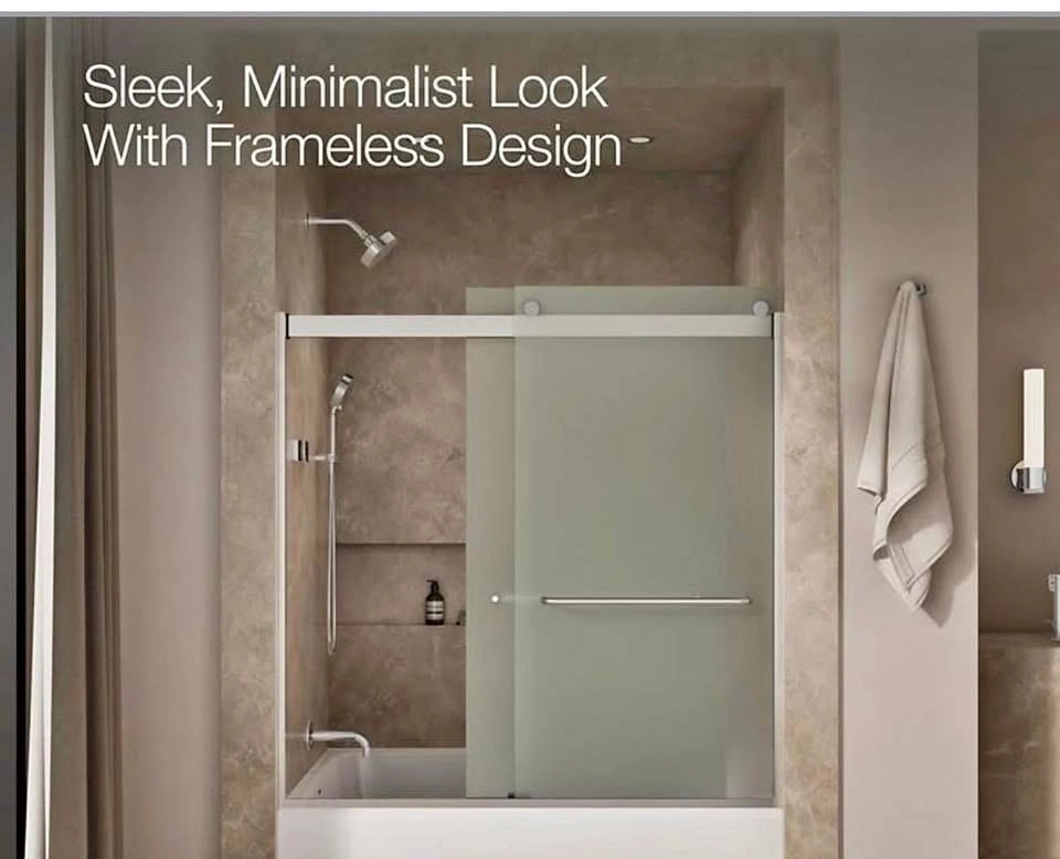 NEW Kohler Frameless Frosted Glass Sliding Shower Door 56"-59"