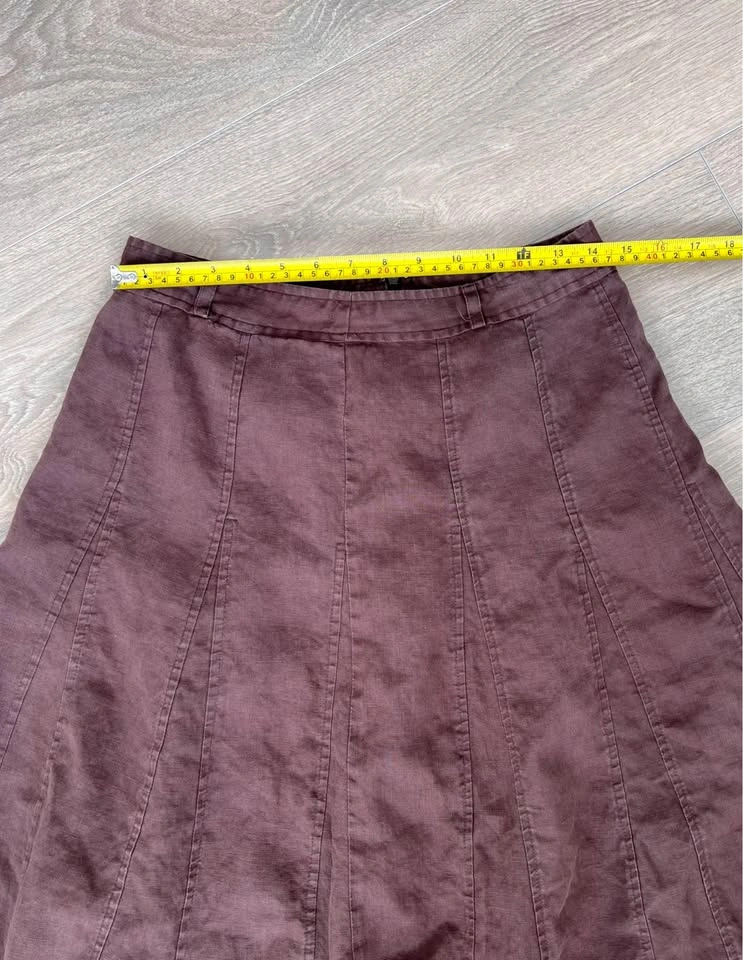 100% Linen Brown Paneled Maxi Skirt - photo 4