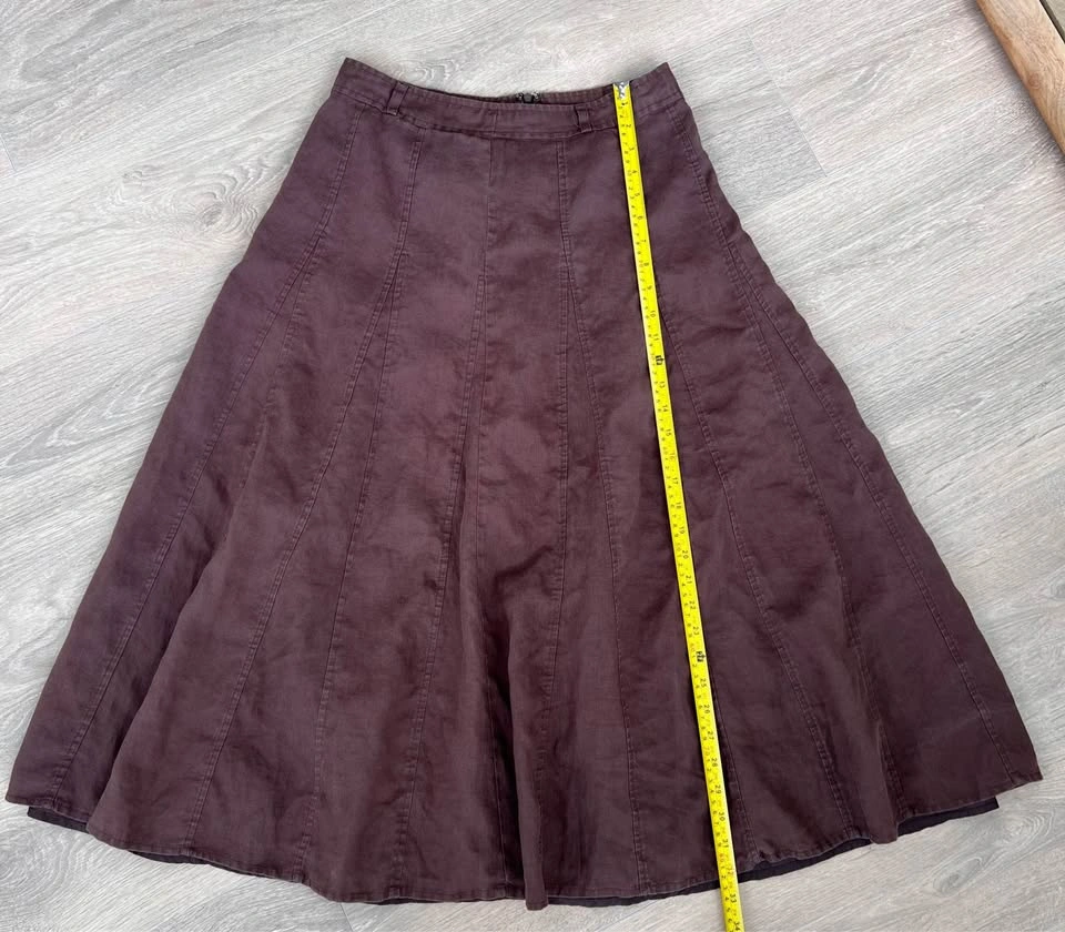 100% Linen Brown Paneled Maxi Skirt - photo 5