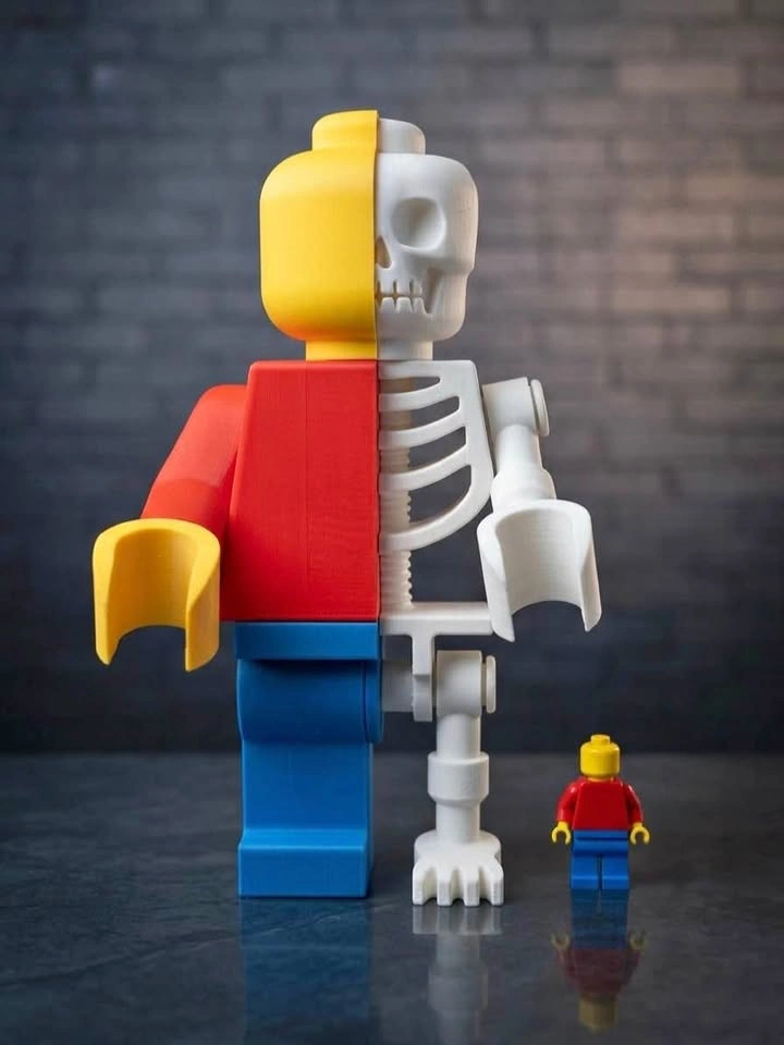 Classic Lego minifigure giant half skeleton figure decor
