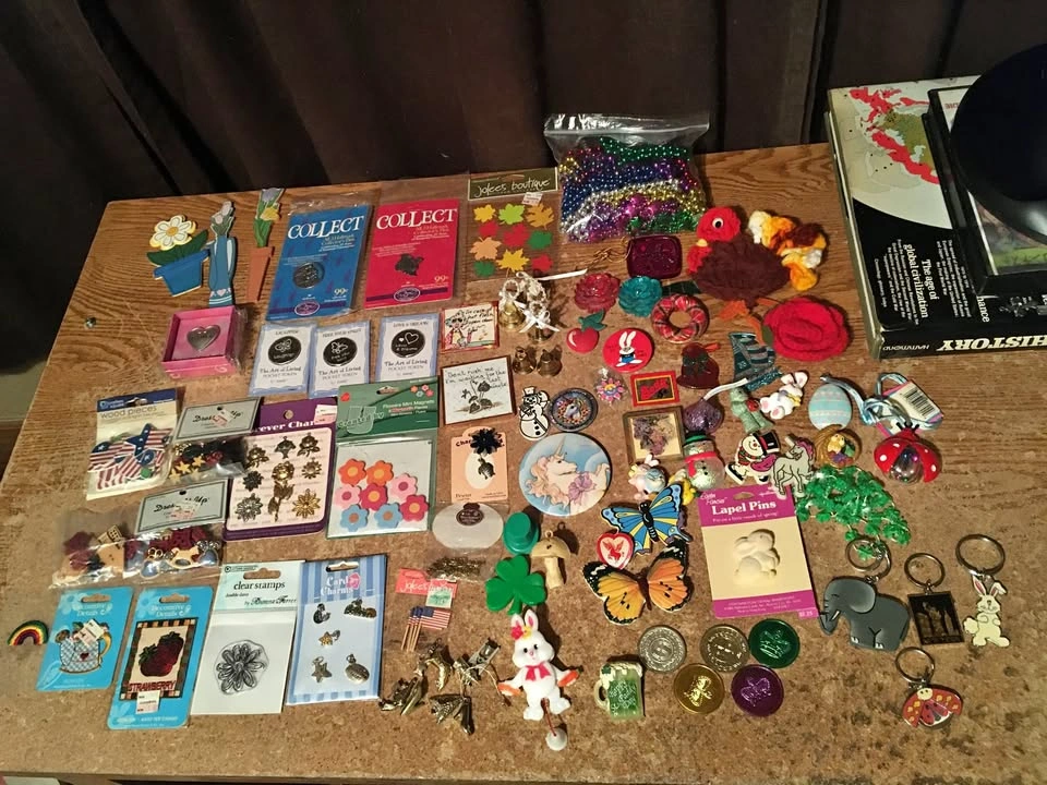 Lot of Pins, Buttons, Keychains, Magnets, and Craft Charms