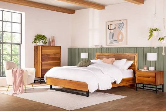 Structube Clarence Queen Size Bed Frame & Night Stand