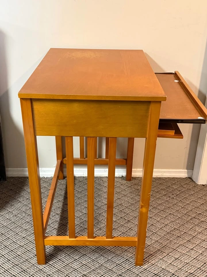 Mission Style Wood Desk with Keyboard Tray - photo 3
