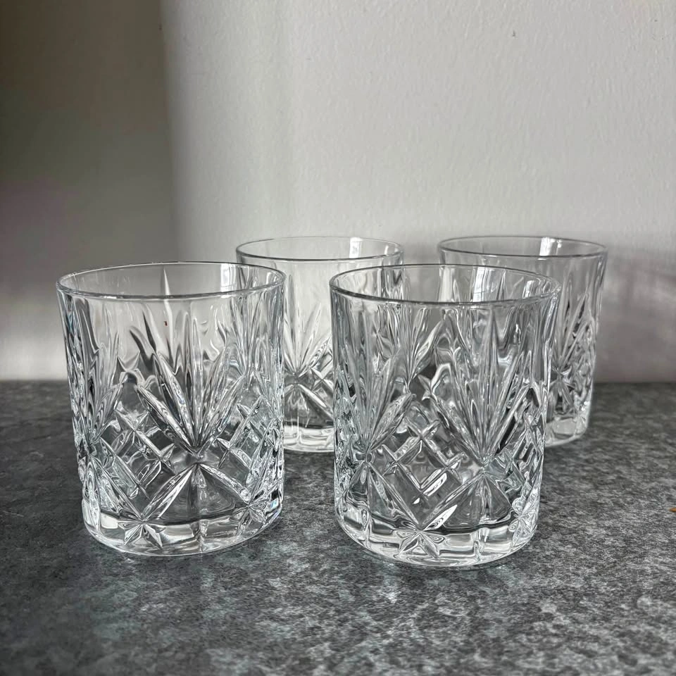 Italian Crystal Whiskey Glasses - 4 pieces