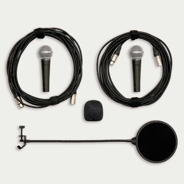 Shure SM58 Microphone Set With Cables and Pop Filter