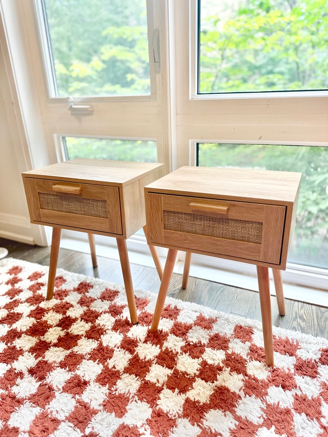 MCM Style Cane Nightstands x2