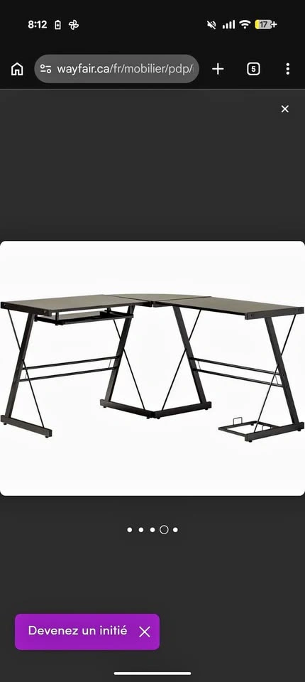 Wayfair L-Shaped Glass Computer Desk