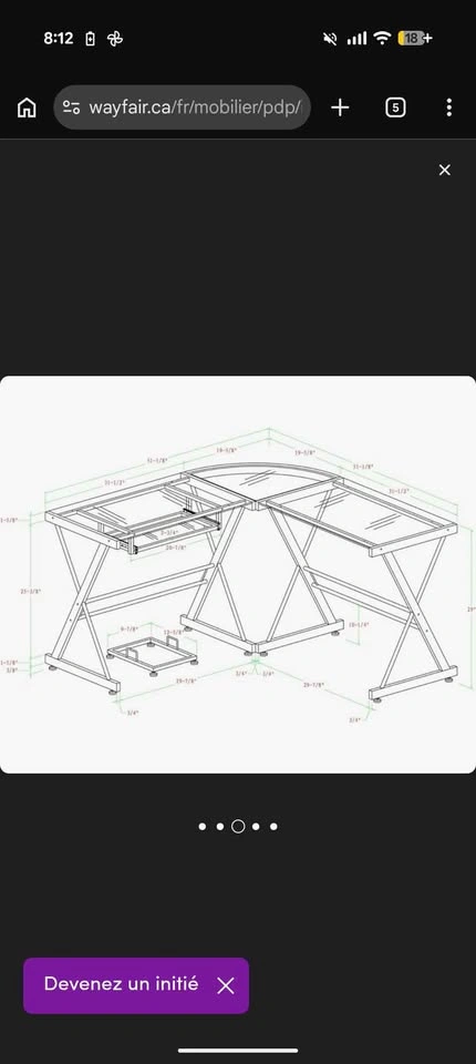 Wayfair L-Shaped Glass Computer Desk - photo 2