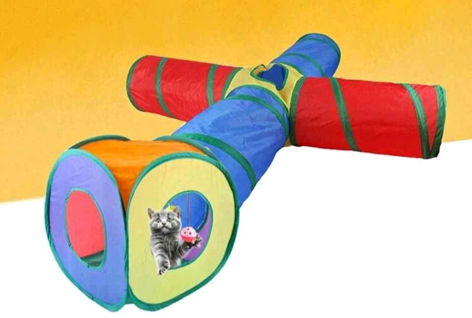 Multicolor 5-Way Cat Tunnel and Tent Toy