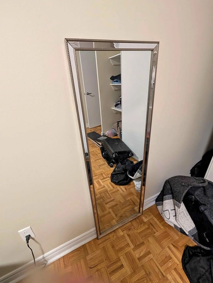 Full Length Beaded Silver Mirror