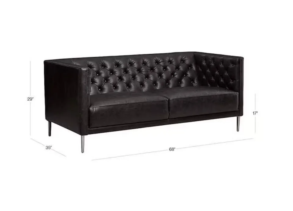 Crate & Barrel Leather Tufted Sofa image indicator(2)