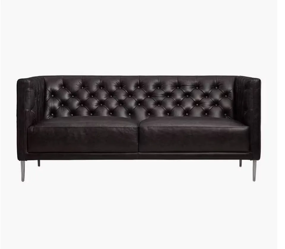 Crate & Barrel Leather Tufted Sofa image indicator(4)