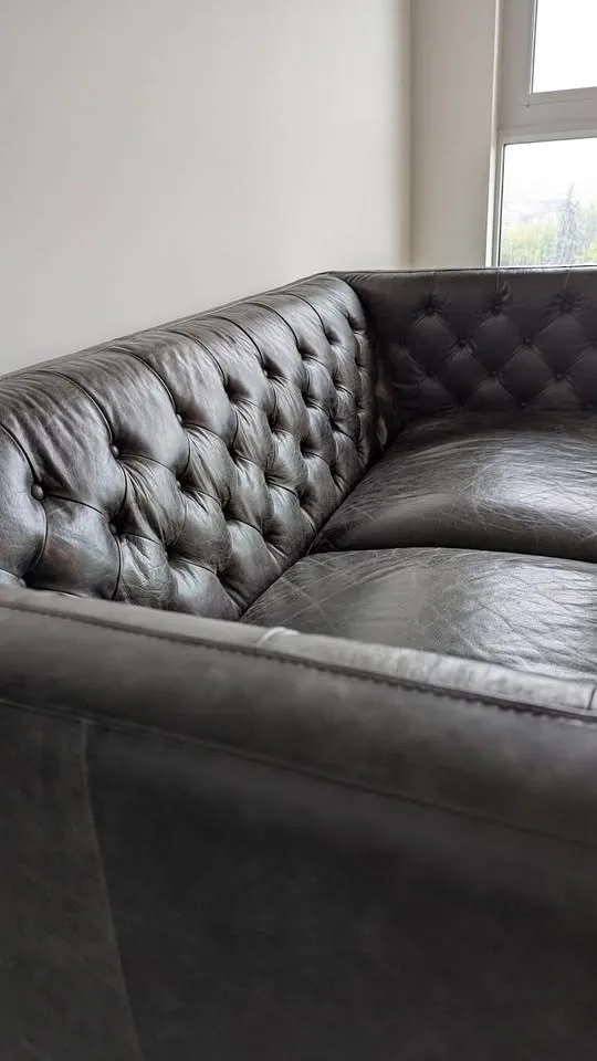 Crate & Barrel Leather Tufted Sofa image indicator(5)