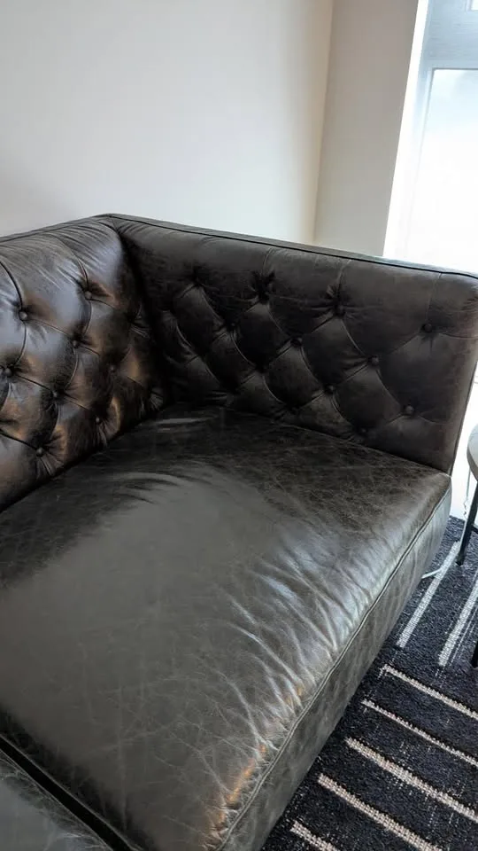 Crate & Barrel Leather Tufted Sofa image indicator(6)