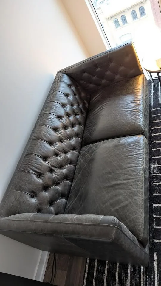 Crate & Barrel Leather Tufted Sofa image indicator(7)