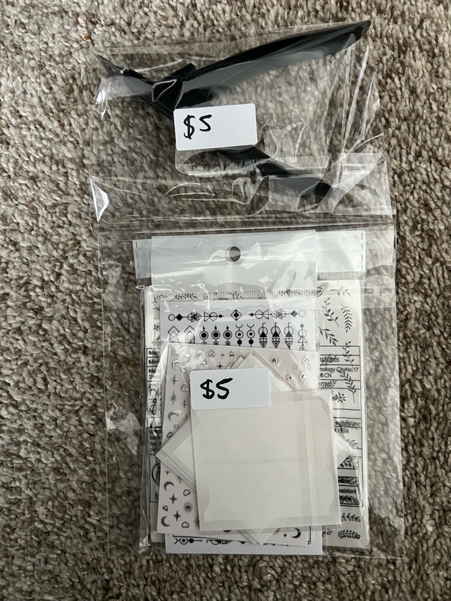 Nail Art Decals and Tweezer Set