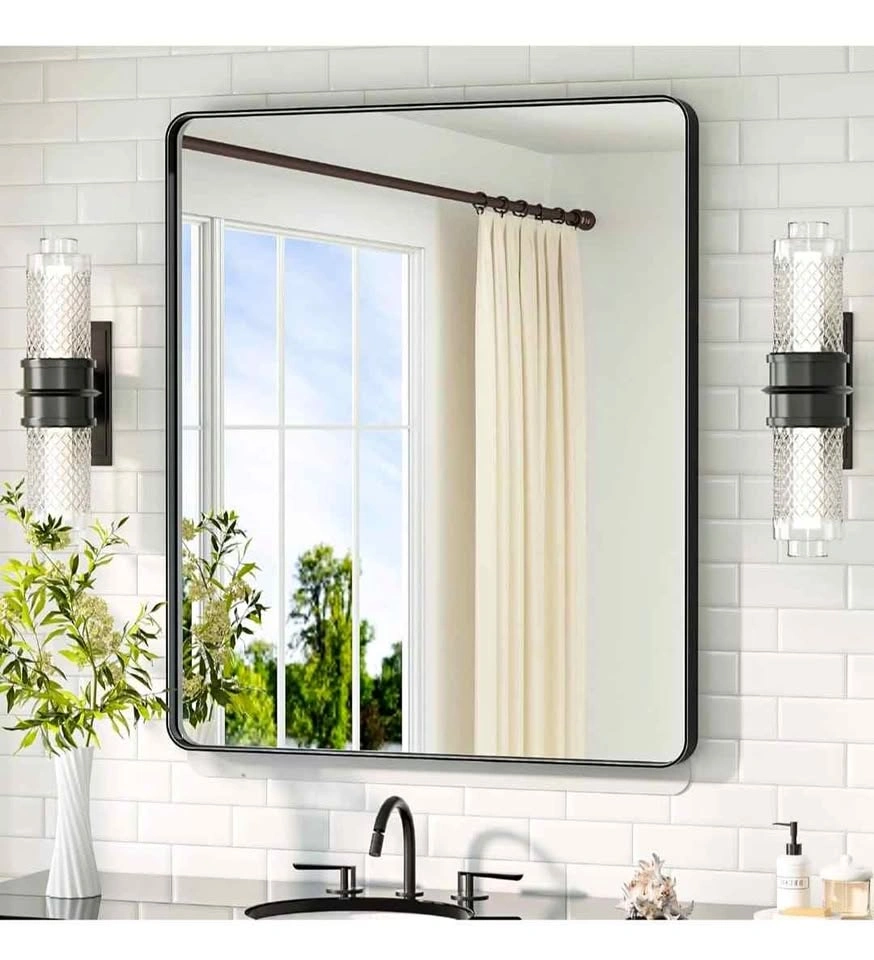 TETOTE 30 x 36 Inch Black Vanity Mirror Matte Metal Frame