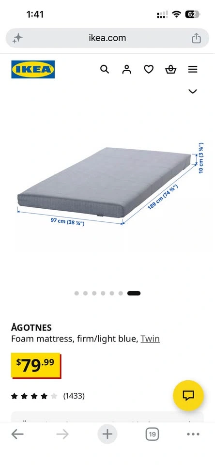 IKEA ÅGOTNES Twin Foam Mattress - photo 5