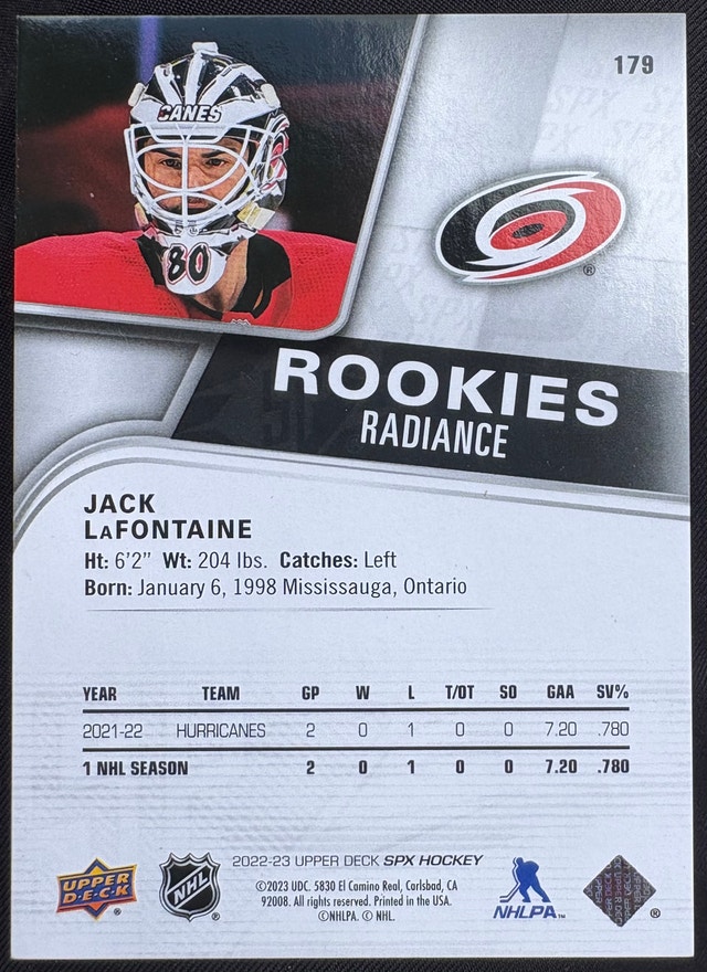JACK LAFONTAINE SPx “RADIANCE” 002/100 SP 2022-23 UD SPX - photo 2
